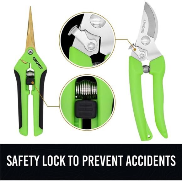 Pruning Shears & Gardening Scissors Set - 7"Titanium Coated Sharp Garden Clipper - Picture 6 of 8